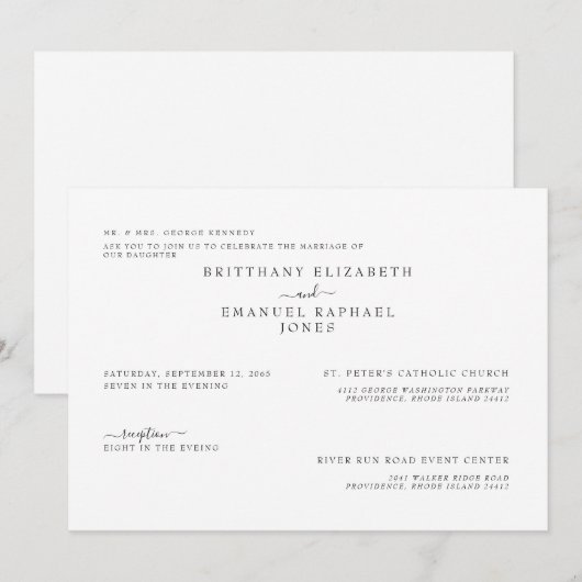 Eenvoudige Witte Bruggengraat Ouders die op de lij Kaart (Voorkant / Achterkant)