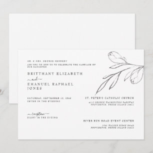 Eenvoudige witte bruidachtige ouders met de hand g kaart