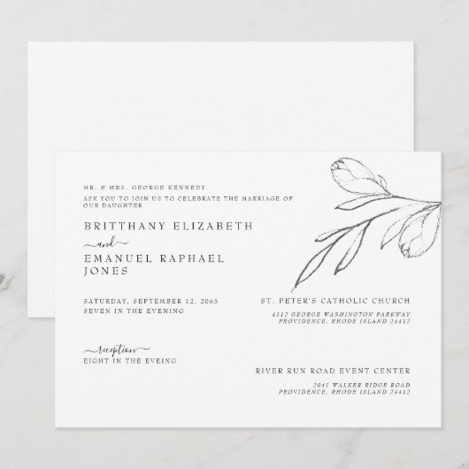 Eenvoudige witte bruidachtige ouders met de hand g kaart (Voorkant / Achterkant)