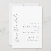 Eenvoudige witte bruiloft save the date (Voorkant)