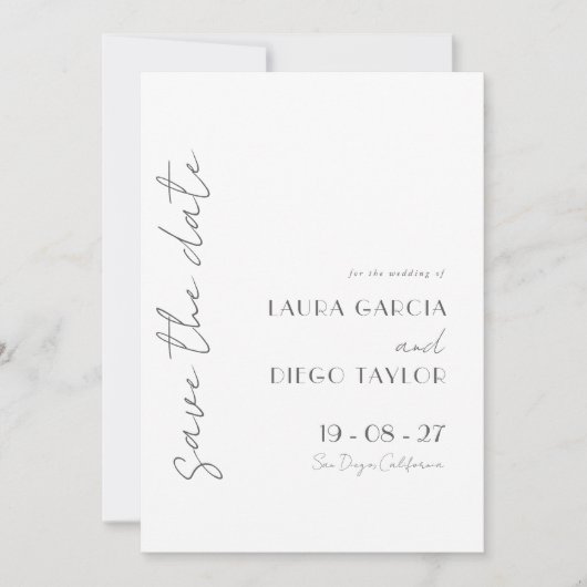 Eenvoudige witte bruiloft save the date (Voorkant)