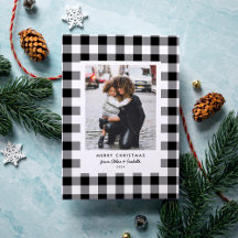 Eenvoudige witte buffelplaid kerstfoto