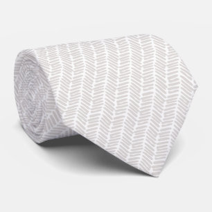 Eenvoudige Witte Champignon Ivoor Abstract Chevron Stropdas