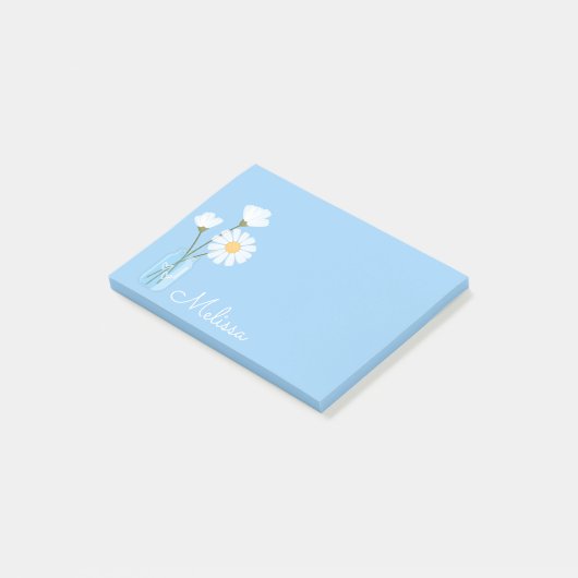 Eenvoudige Witte Daisies Mason Jar Harten Geperson Post-it® Notes (Schuin)