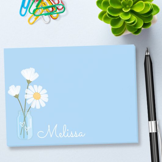 Eenvoudige Witte Daisies Mason Jar Harten Geperson Post-it® Notes
