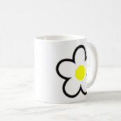 Eenvoudige Witte Daisy Bloem Leuke 70s Lente Graph Koffiemok (Voorkant rechts)