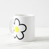 Eenvoudige Witte Daisy Bloem Leuke 70s Lente Graph Koffiemok (Voorkant links)