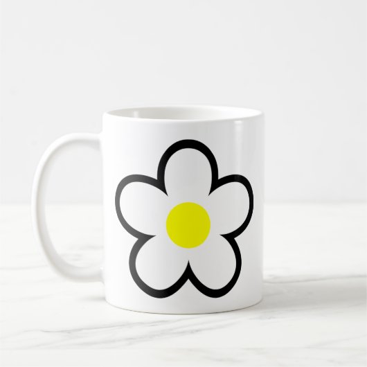 Eenvoudige Witte Daisy Bloem Leuke 70s Lente Graph Koffiemok (Links)