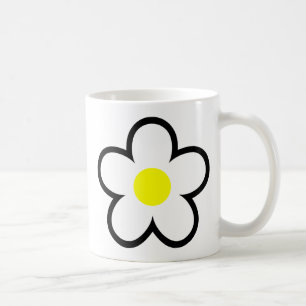 Eenvoudige Witte Daisy Bloem Leuke 70s Lente Graph Koffiemok