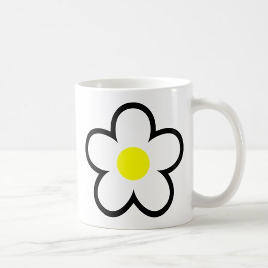 Eenvoudige Witte Daisy Bloem Leuke 70s Lente Graph Koffiemok (Rechts)