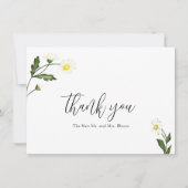 Eenvoudige witte Daisy bloemenelegante bruiloft Bedankkaart (Voorkant)