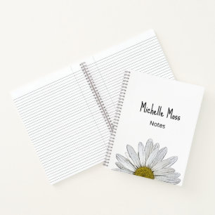 Eenvoudige witte Daisy botanisch, aangepast Notitieboek