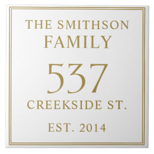 Eenvoudige witte datum gevestigd adres huisplaat tegeltje