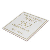 Eenvoudige witte datum gevestigd adres huisplaat tegeltje (Zijkant)