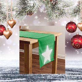 Eenvoudige witte Decor Kerstmis op Groen | Medium Tafelloper