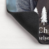 Eenvoudige witte dennenbomen kerstvakantie foto muismat (Hoek)