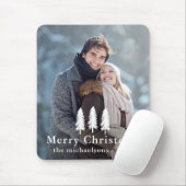 Eenvoudige witte dennenbomen kerstvakantie foto muismat (Met muis)