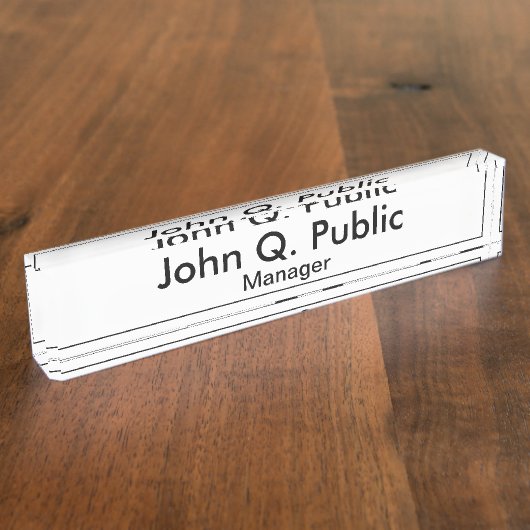 Eenvoudige witte Desk naamplaat Naambordje (Zijkant)