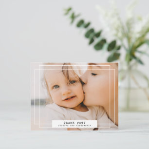 Eenvoudige Witte Dubbele Frame Bedankt Fotokaart Feestdagenkaart