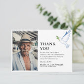 Eenvoudige witte duif foto begrafenis sympathie bedankkaart (Staand voorkant)