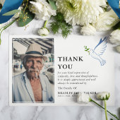 Eenvoudige witte duif foto begrafenis sympathie bedankkaart