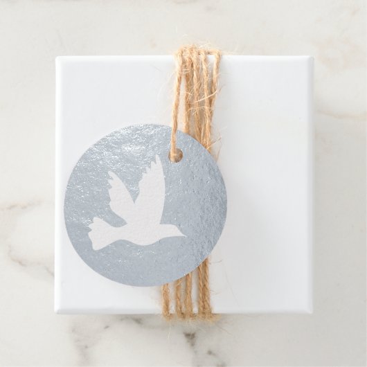 Eenvoudige witte duif vliegende vogel silhouet bedankjes labels (Met doos)