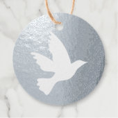 Eenvoudige witte duif vliegende vogel silhouet bedankjes labels (Voorkant)