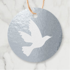 Eenvoudige witte duif vliegende vogel silhouet bedankjes labels