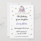 Eenvoudige Witte Eenhoorn 13e verjaardag uitnodige Save The Date (Voorkant)