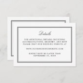Eenvoudige witte elegante bruiloft details informatiekaartje (Voorkant / Achterkant)