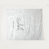 Eenvoudige witte elegante monogram trouwfoto booth wandkleed (Voorkant (horizontaal))