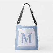 Eenvoudige Witte en Baby Blauwe Monogram Sjabloon Crossbody Tas (Voorkant)