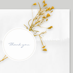 Eenvoudige Witte en Blauwe Bloemen Dank u bruiloft Ronde Sticker
