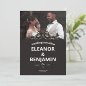Eenvoudige witte en bruine bruiloft kaart (Staand voorkant)
