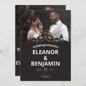 Eenvoudige witte en bruine bruiloft kaart (Voorkant / Achterkant)