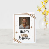 Eenvoudige Witte en Bruine Echtgenoot 60ste Verjaa Kaart (Gele Bloem)