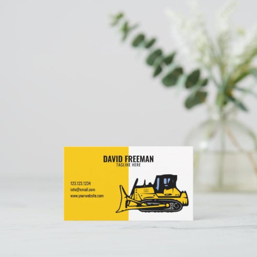 Eenvoudige, witte en gele constructiestel visitekaartje (Staand voorkant)
