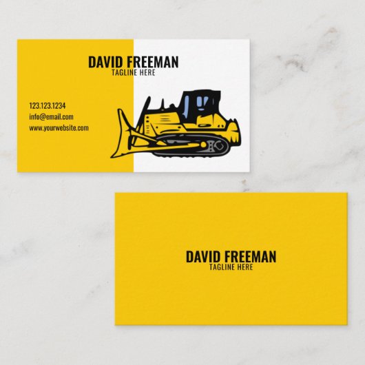 Eenvoudige, witte en gele constructiestel visitekaartje (Voorkant / Achterkant)