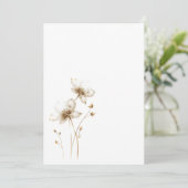 Eenvoudige witte en gouden bloem Blank Wedding Kaart (Staand voorkant)