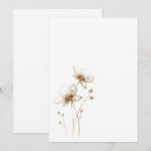 Eenvoudige witte en gouden bloem Blank Wedding Kaart (Voorkant / Achterkant)
