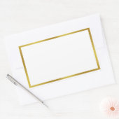 Eenvoudige witte en gouden rand rechthoekige sticker (Envelop)