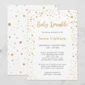 Eenvoudige Witte en Gouden Ster Baby Sprinkle Kaart (Voorkant / Achterkant)