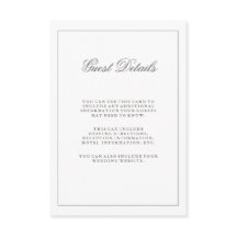 Eenvoudige witte en grijze bruiloft gastinformatie