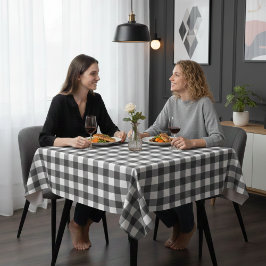 Eenvoudige witte en grijze minimalistische tafelkl tafelkleed