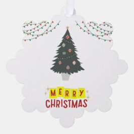 Eenvoudige Witte en Kerstboom Vrolijke Kerstmis Ornament Kaart