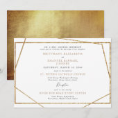 Eenvoudige, witte en metaalhoudende gouden meetkun kaart (Voorkant / Achterkant)