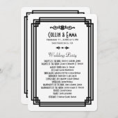 Eenvoudige Witte en Zwarte Art Deco Trouwprogramma Programmakaart (Voorkant / Achterkant)