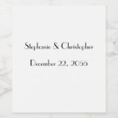 Eenvoudige witte en zwarte bruiloft voor flesje wijn etiket (Enkel label)