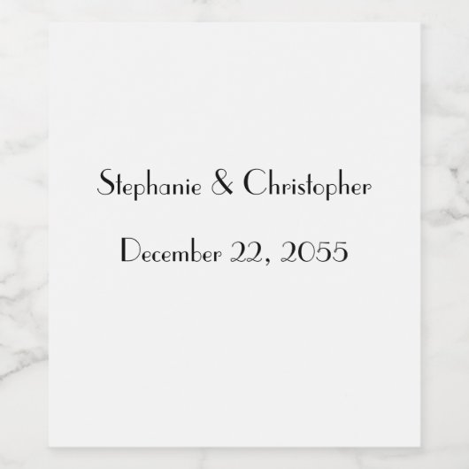 Eenvoudige witte en zwarte bruiloft voor flesje wijn etiket (Enkel label)