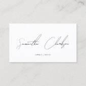 Eenvoudige witte en zwarte handgeschreven QR-code Visitekaartje (Voorkant)